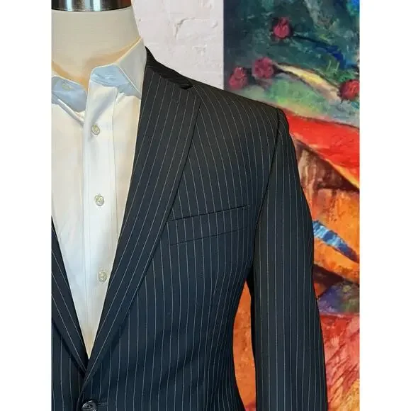 Ralph Lauren LRL Mens 42L 40x30 Black Stripe 2 Piece Suit Note - Picture 4 of 16